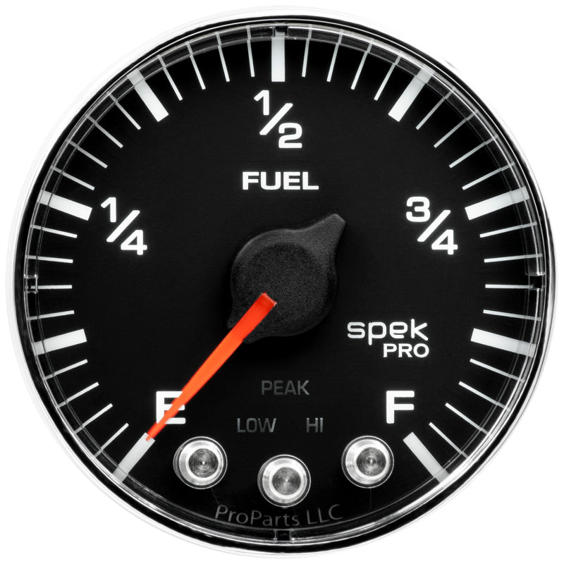 Autometer Spek-Pro Gauge Fuel Level 2 1/16in 0-270 Programmable Black / Chrm Universal | P312318