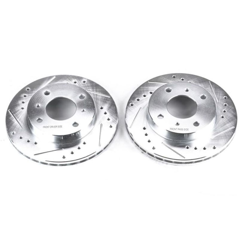 Power Stop Front Evolution Drilled & Slotted Rotors Pair Infiniti G20 1991-1996 / Nissan 240SX 1989-1998 / Sentra 2000-2006 | JBR503XPR