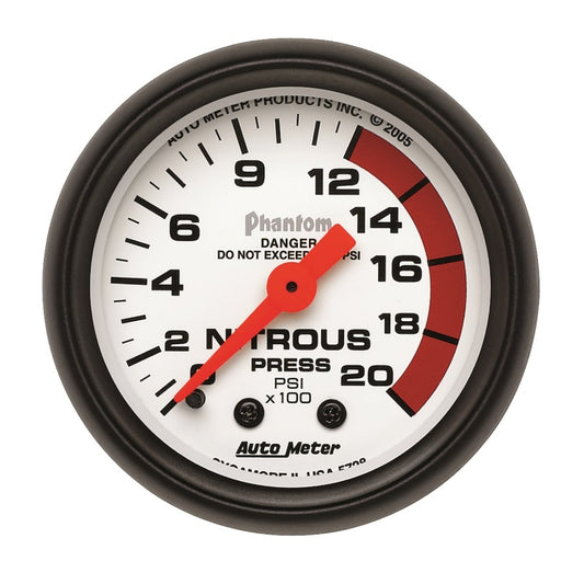 Autometer Phantom 52mm 0-2000 PSI Mechanical Nitrous Pressure Gauge Universal | 5728