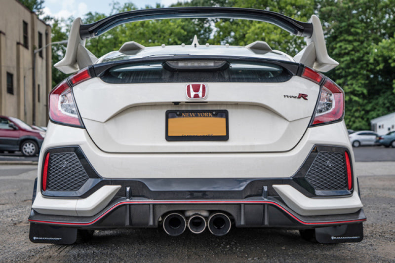 Rally Armor UR White Mud Flap w/ Red Logo Honda Civic Type R 2017-21 | MF47-UR-WH/RD