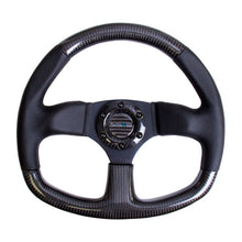 NRG Carbon Fiber Steering Wheel | 320mm Flat Bottom & Leather Trim w/Black Stitching