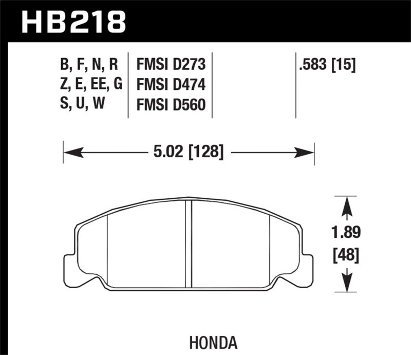 Hawk 1985 Honda Accord 1.8L Base Organic Brakes Front ER-1 Brake Pads | HB218D.583