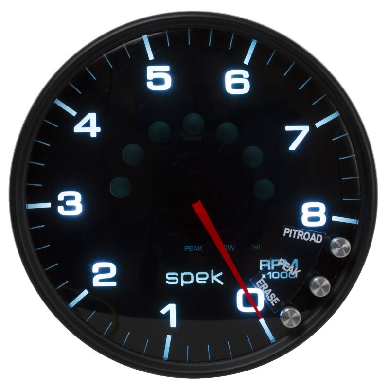 Autometer Spek-Pro Tachometer Gauge 5in 8K Rpm W/Shift Light & Peak Mem Black / Smoke / Black Universal | P23852