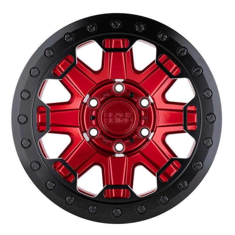 Black Rhino Rift Beadlock 17x8.5 5x114.3 ET-38 CB 71.6 Candy Red w/Black Ring & Black Bolts Wheel