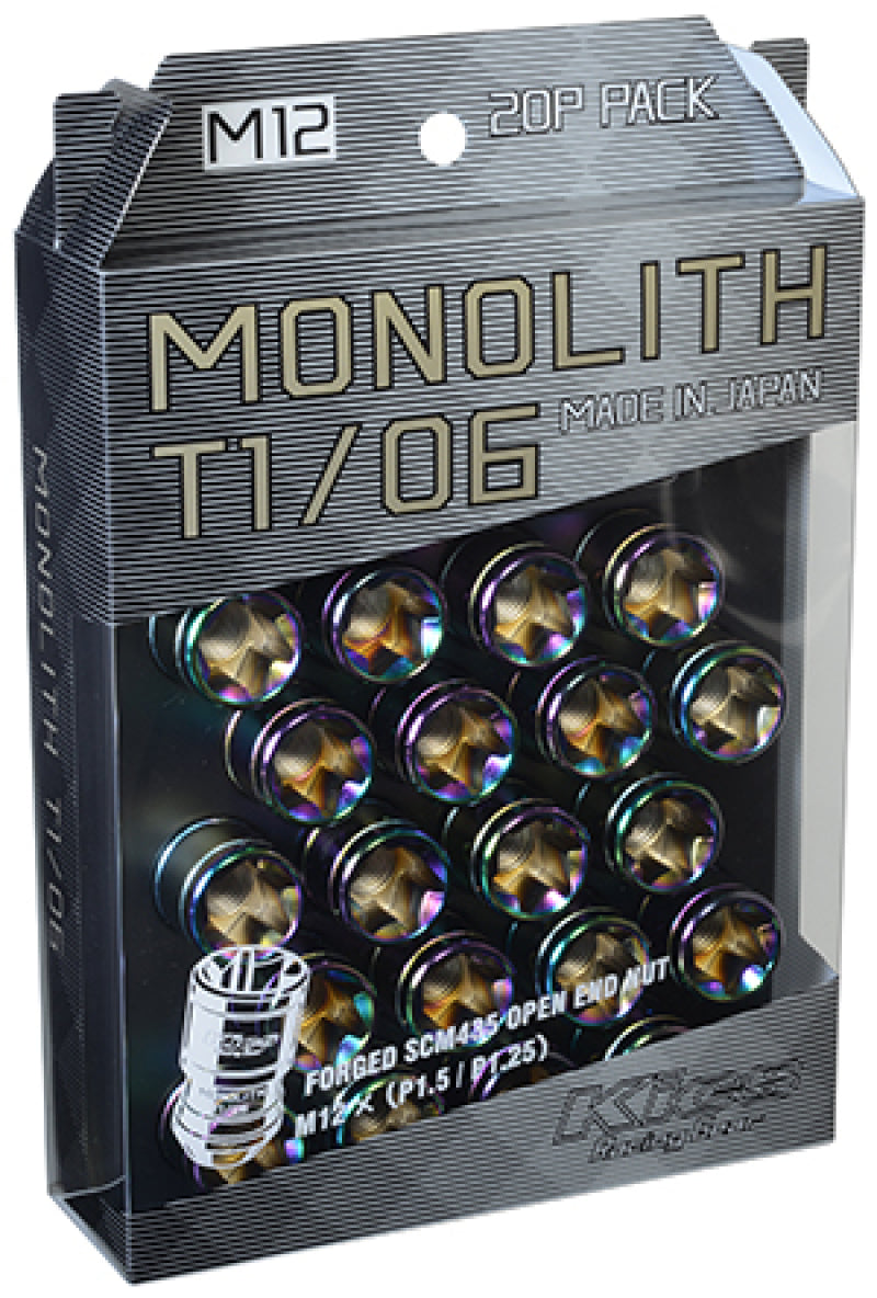 Project Kics 12 x 1.5 Neochrome T1/06 Monolith Lug Nuts - 20 Pcs | WMN01N