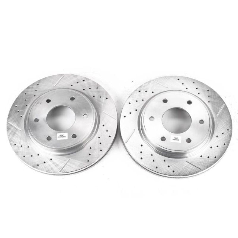 Power Stop Front Evolution Drilled & Slotted Rotors Pair Infiniti QX56 2005-2007 / Nissan Armada 2005-2006 / Titan 2005-2007 | JBR1161XPR