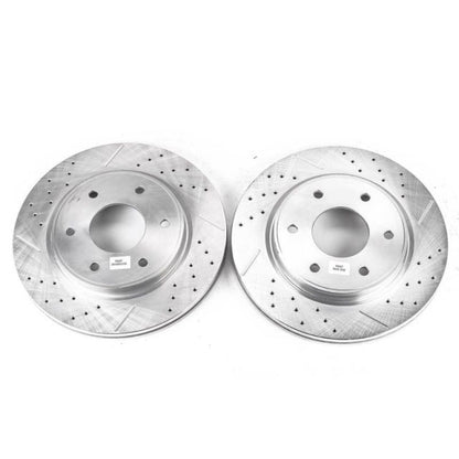 Power Stop Front Evolution Drilled & Slotted Rotors Pair Infiniti QX56 2005-2007 / Nissan Armada 2005-2006 / Titan 2005-2007 | JBR1161XPR