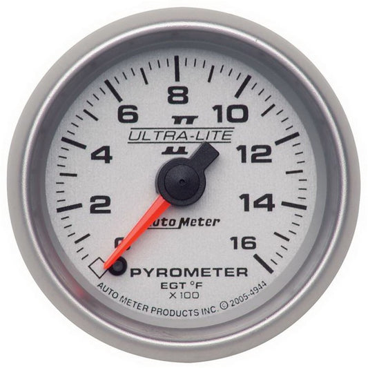 Autometer Ultra-Lite II 52mm 0-1600 Deg F Full Sweep Electric Pyrometer EGT Gauge Universal | 4944