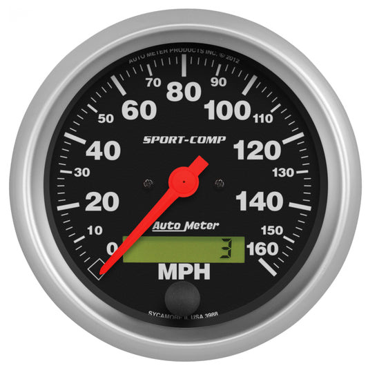 Autometer Sport-Comp 3-3/8 inch 160 MPH Electronic Speedometer Gauge Universal | 3988