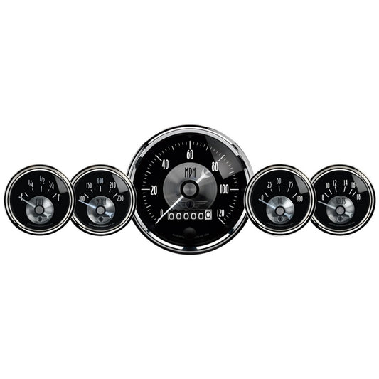 Autometer Prestige Series Black Diamond 3-3/8in Electric Speedometer 2-1/16in Elecrtric Oil Pressure Universal | 2003