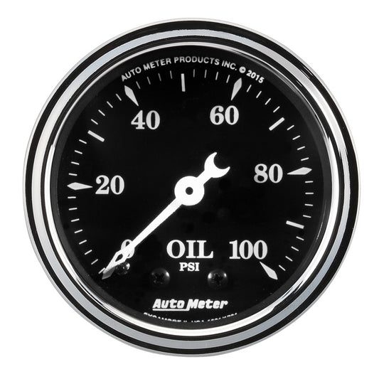 Auto Meter Gauge Oil Pressure 2 1/16in 100psi Mechanical Old Tyme Black Universal | 1721