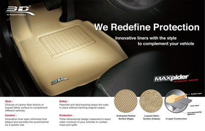 3D MAXpider 2006-2011 Civic Coupe Classic 2nd Row Floormats - Black | L1HD03622209