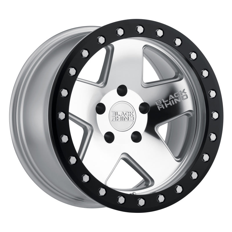 Black Rhino Crawler Beadlock 17x8.5 5x114.3 ET-32 CB 71.6 Silver w/Mirror Face & Black Lip Wheel