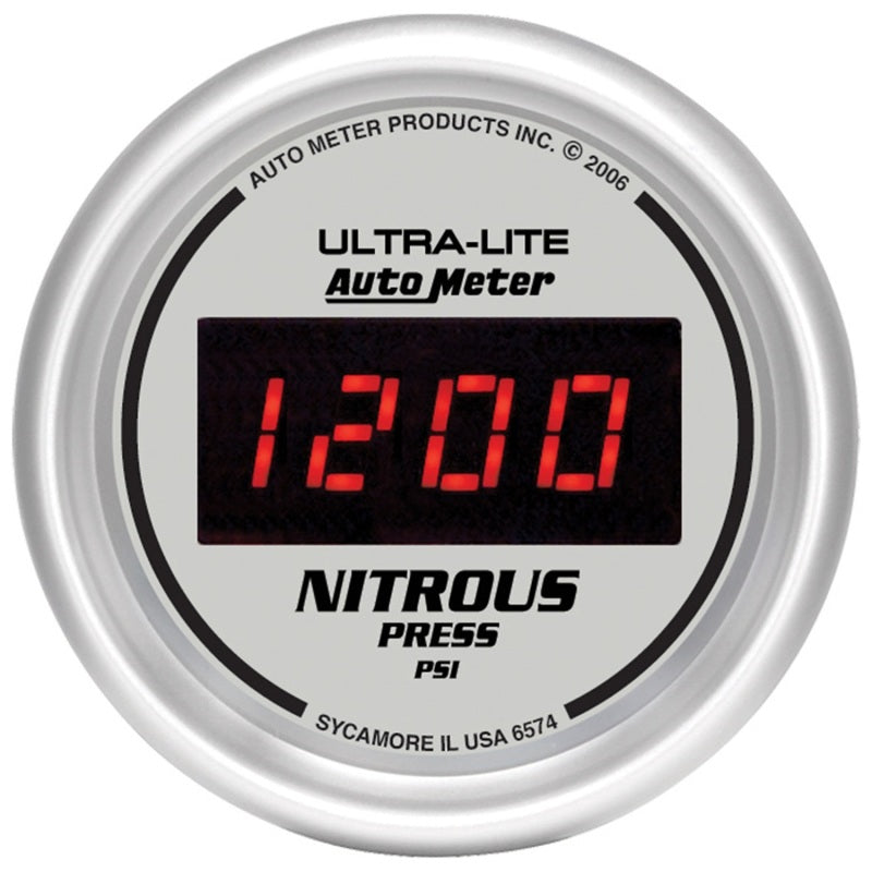 Autometer Ultra-Lite 2-1/16in 1600 PSI Digital Nitrous Pressure Gauge Silver Universal | 6574