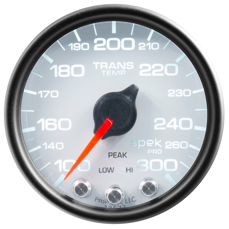 Autometer Spek-Pro Transmission Temperature Gauge 2 1/16in 300f Stepper Motor W/Peak & Warn White / Black Universal | P34212