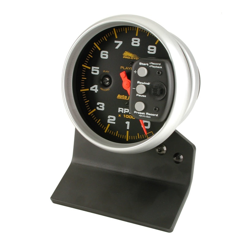 Autometer Pro-Cycle Gauge Tachometer 5in 9K Rpm Pedestal W/ Rpm Playback Black Universal | 19266