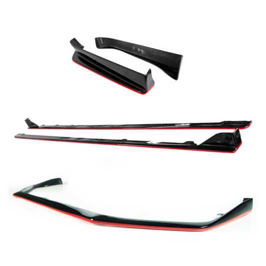 JDMuscle OEM / STI Style Aero Kit Gloss Black with Red Accent for 15-17 WRX/STI