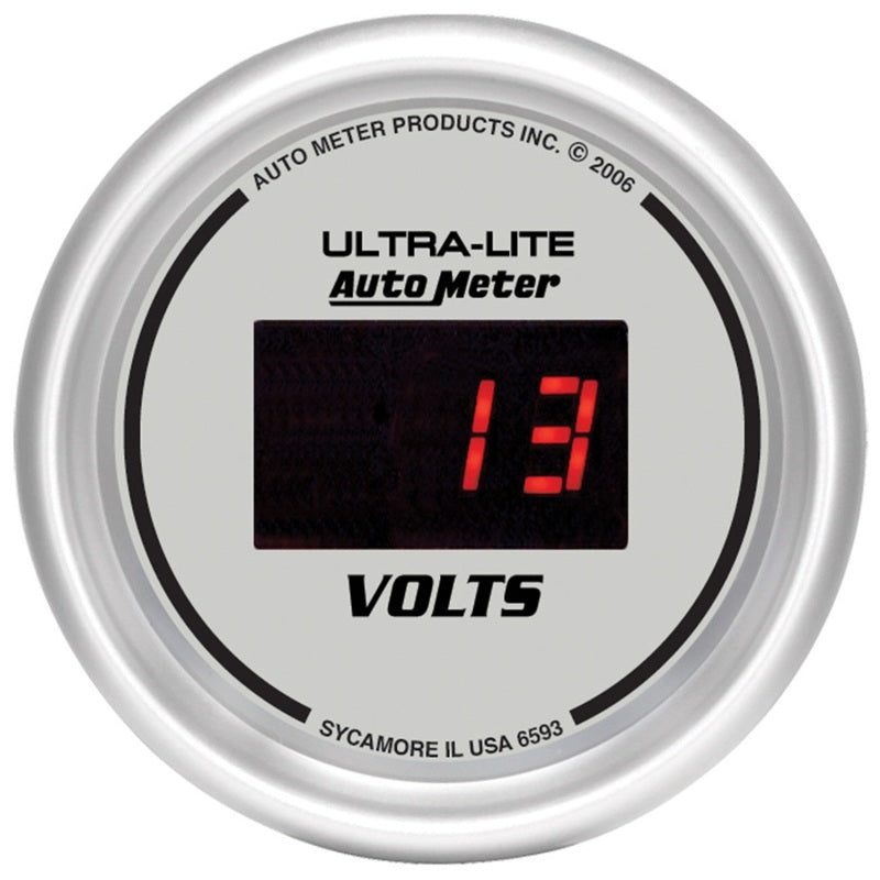 Autometer Ultra-Lite 2-1/16in 8-18 Volts Digital Voltmeter Universal | 6593