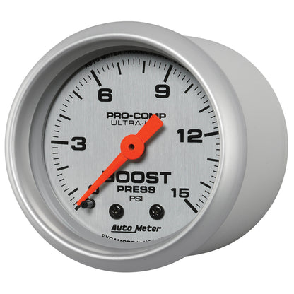 Autometer Ultra-Lite 52mm 0-15 PSI Mechanical Boost Gauge Universal | 4302