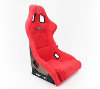 NRG FRP Bucket Seat ULTRA Edition - Large | Red Alcantara/Gold Glitter Back