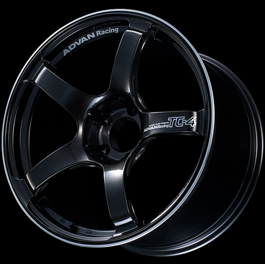 Advan Yokohama Racing TC4 18x8.5 +45 5-112 Black Gunmetallic Wheel & Ring