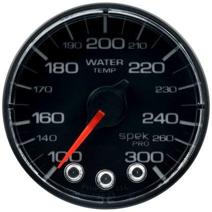 Autometer Spek-Pro Gauge Water Temperature 2 1/16in 300f Stepper Motor W/Peak & Warn Black / Black Universal | P346324