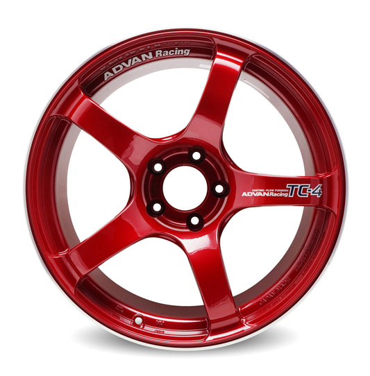 Advan TC4 18x9.5 +45 5-114.3 Racing Candy Red & Ring Wheel