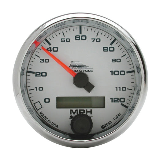 Autometer Pro-Cycle Gauge Speedometer 2 5/8in 120 Mph Electric White Universal | 19341