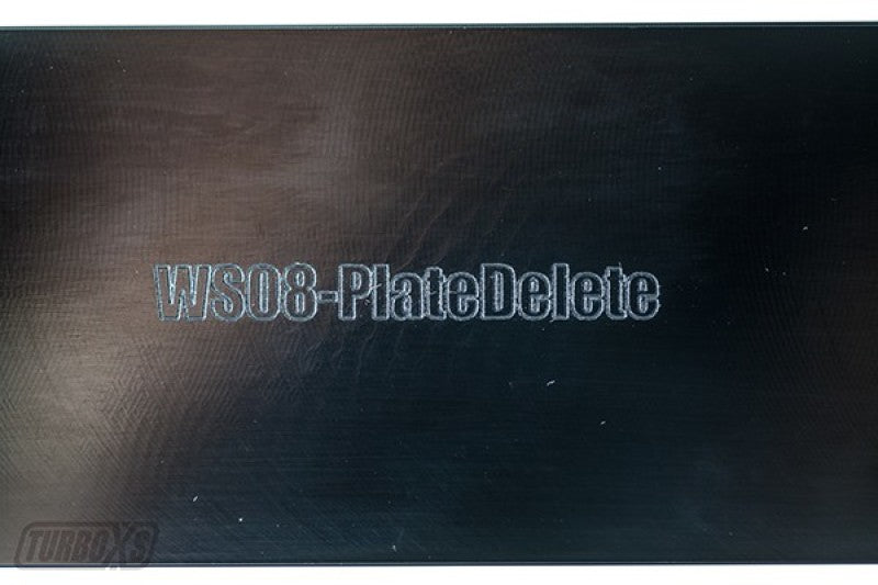 Turbo XS 08-14 WRX/STi Billet Aluminum License Plate Delete Black Machined TurboXS Logo | WS08-LPD-BLK-TXS