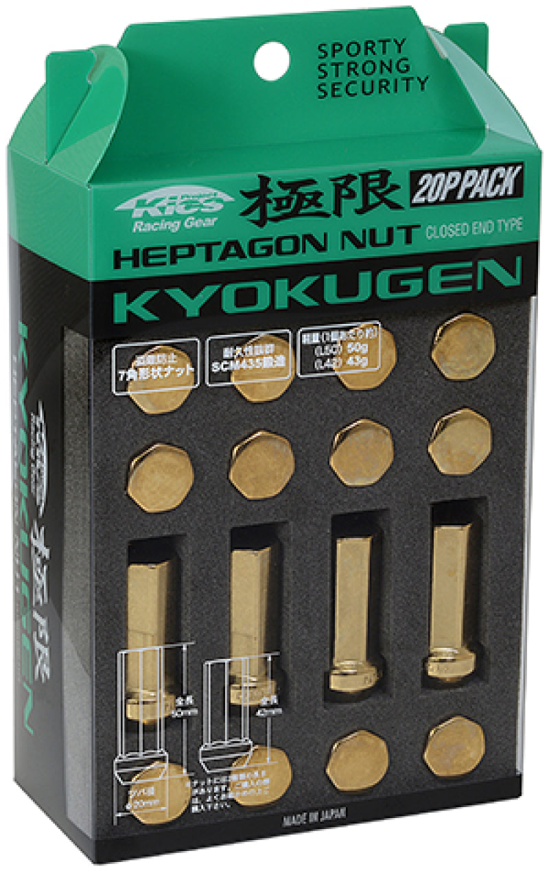 Project Kics 12x1.25 42mm Kyokugen Pack  - Gold (20 Pcs) | WHPF3GO42