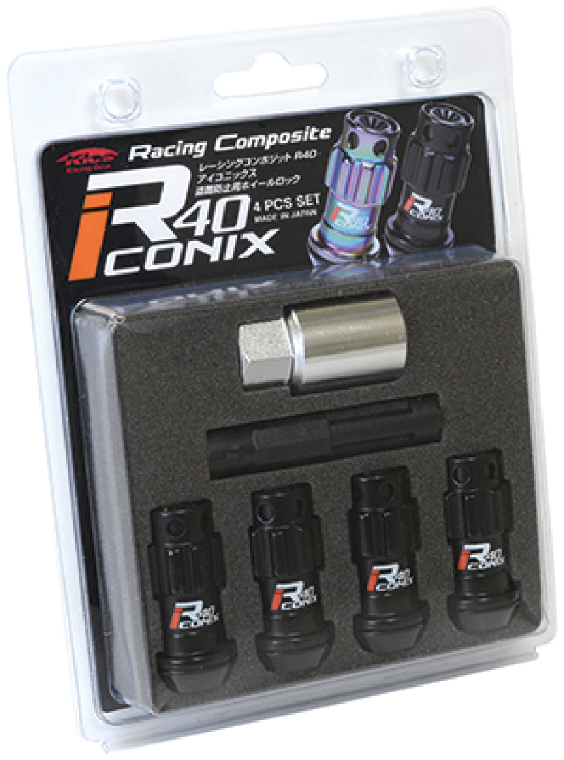 Project Kics 12X1.50 R40 Iconix Black Lug Nut Lock Set - 4 | WYIF41KK