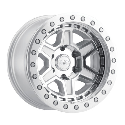 Black Rhino Reno Beadlock 17x8.5 5x114.3 ET-38 CB 71.6 Silver w/Mirror Face & Silver Bolts Wheel