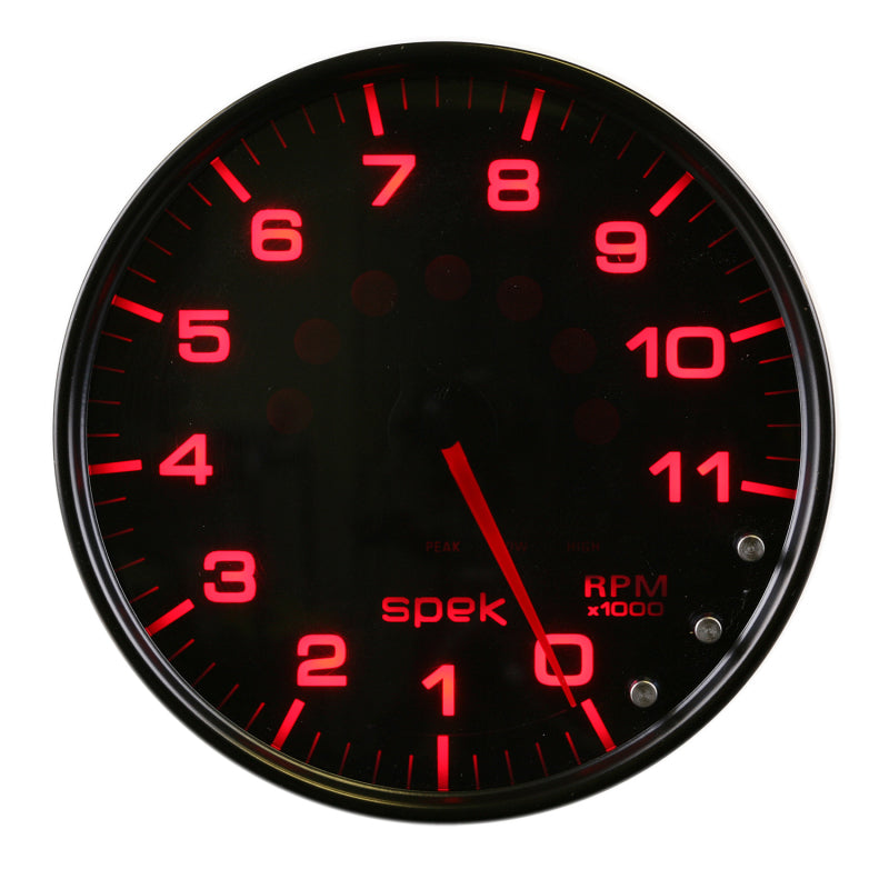 Autometer Spek-Pro Tachometer Gauge 5in 11K Rpm W/Shift Light & Peak Mem Black/Smoke/Black Universal | P23952