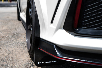 Rally Armor UR Black Mud Flap w/ White Logo Honda Civic Type R 2017-2018 | MF47-UR-BLK/WH