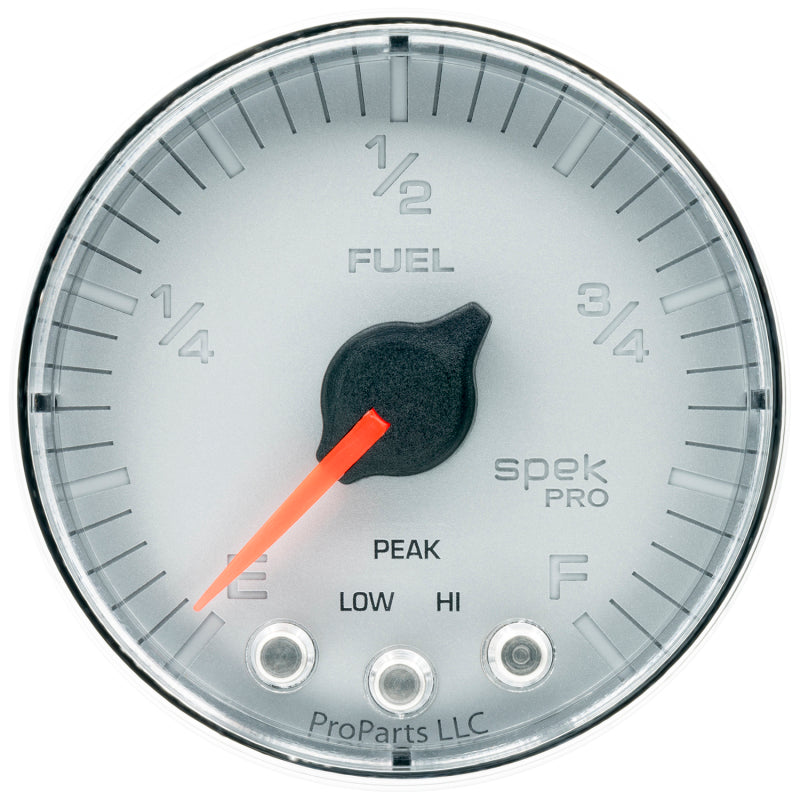 Autometer Spek-Pro Gauge Fuel Level 2 1/16in 0-270 Programmable Silver / Chrm Universal | P312218