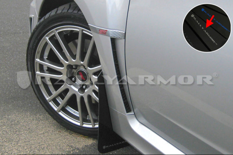 Rally Armor UR Black Mud Flap w/ Silver Logo Subaru WRX 2011-2014 / STI 2011-2014 | MF19-UR-BLK/SIL