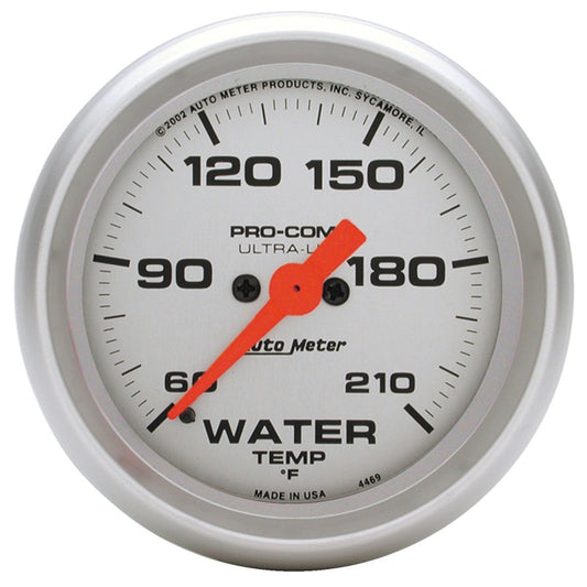 Autometer Ultra-Lite 52mm 60-210 Degree °F Electronic Water Temperature Gauge Universal | 4369