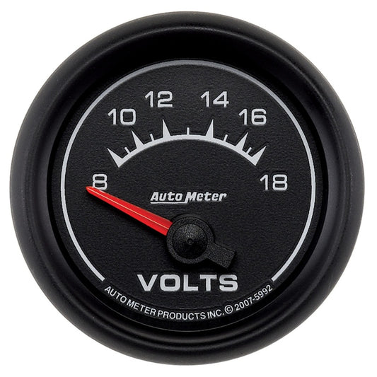 Autometer Euro-Style 2-1/16in 8-18V Short Sweep Electronic Voltmeter Gauge Universal | 5992