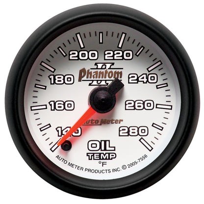 Autometer Phantom II 52mm Full Sweep Electronic 140-280 Deg F Oil Temperature Gauge Universal | 7556