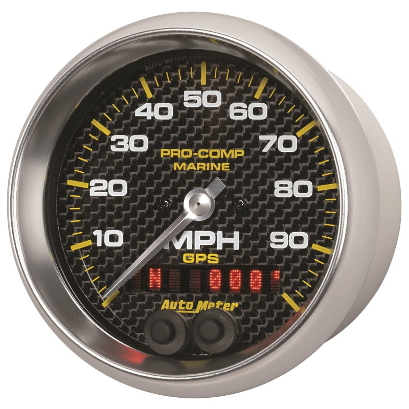 Autometer Marine Carbon Fiber 3-3/8in 100MPH GPS Speedometer Gauge Universal | 200636-40