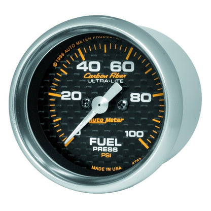 Autometer Carbon Fiber 52mm 100 PSI Electronic Fuel Pressure Gauge Universal | 4714