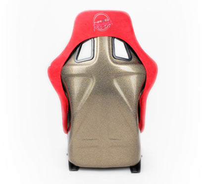NRG FRP Bucket Seat ULTRA Edition - Large | Red Alcantara/Gold Glitter Back