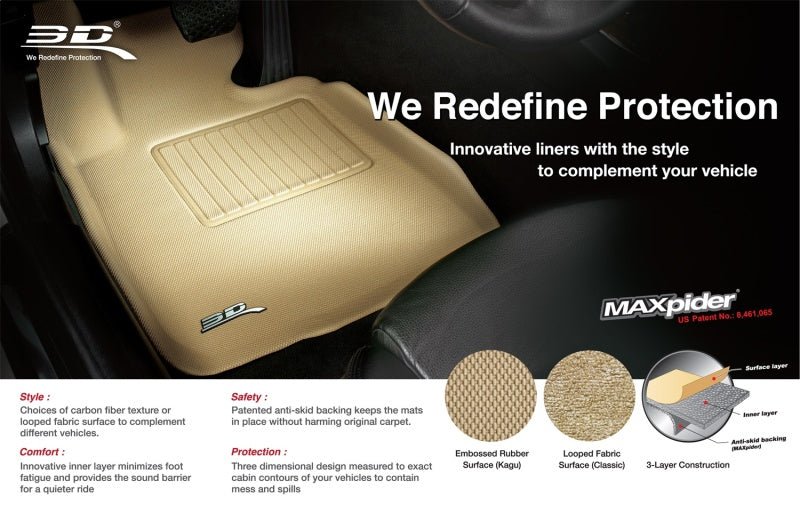 3D MAXpider 2006 - 2011 Civic Coupe Classic 2nd Row Floormats - Black | L1HD03622209 - JDMuscleFloor MatsaceL1HD03622209
