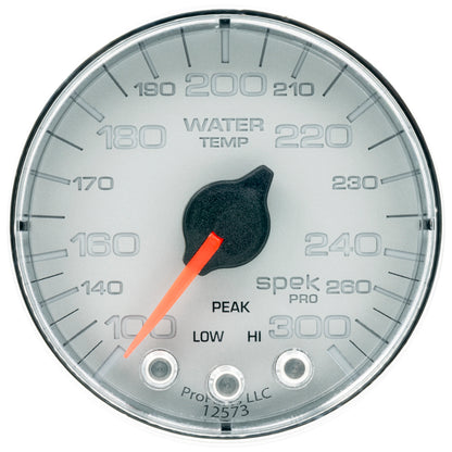 Autometer Spek-Pro Gauge Water Temp 2 1/16in 300f Stepper Motor W/Peak & Warn Silver / Chrm Universal | P346218