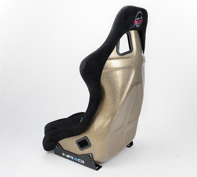 NRG FRP Bucket Seat ULTRA Edition - Large | Black Alcantara/Gold Glitter Back