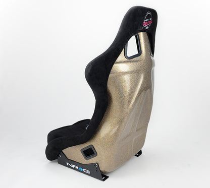 NRG FRP Bucket Seat ULTRA Edition - Large | Black Alcantara/Gold Glitter Back