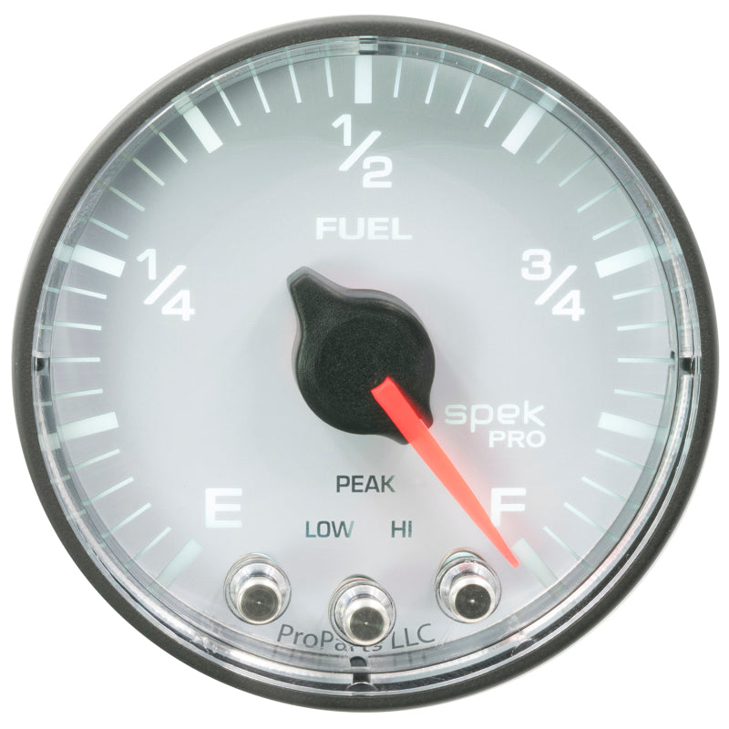 Autometer Spek-Pro Gauge Fuel Level 2 1/16in 0-270 Programmable White / Black Universal | P312218