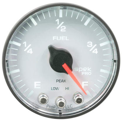 Autometer Spek-Pro Gauge Fuel Level 2 1/16in 0-270 Programmable White / Black Universal | P312218