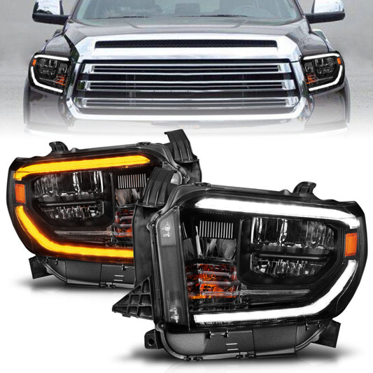 ANZO LED Crystal Headlights w/ Switchback Black Housing w/ DRL Toyota Tundra 2014-2017 | 111533