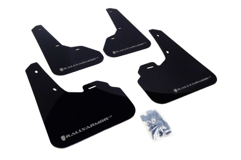 Rally Armor UR Black Mud Flap w/ Silver Logo Mazda Mazdaspeed3 2010-2013 | MF17-UR-BLK/SIL